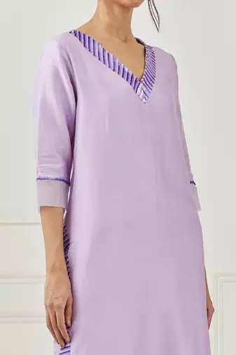 Lavender Embroidered Kurta Set