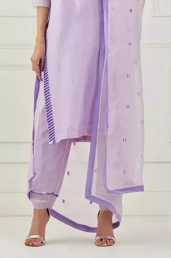 Lavender Embroidered Kurta Set
