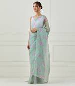 Mint Green Organza Saree (Stitched Blouse)