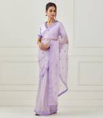Lavender Embroidered Organza Saree