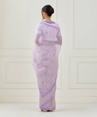 Lavender Embroidered Organza Saree 3