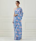 Moon Blue Crepe Saree