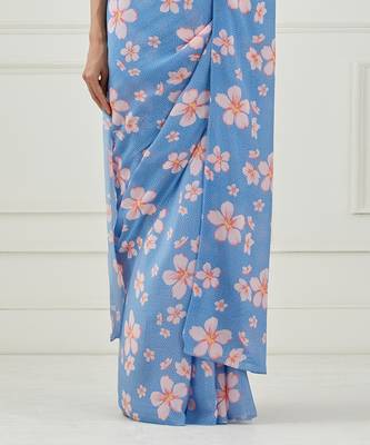 Moon Blue Crepe Saree 3