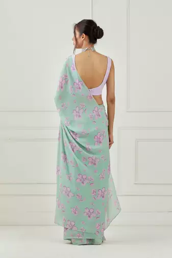 Mint Green Crepe Saree