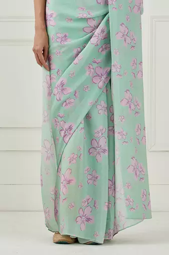 Mint Green Crepe Saree