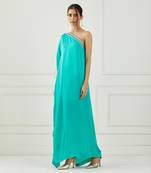 Teal One Shoulder Dress