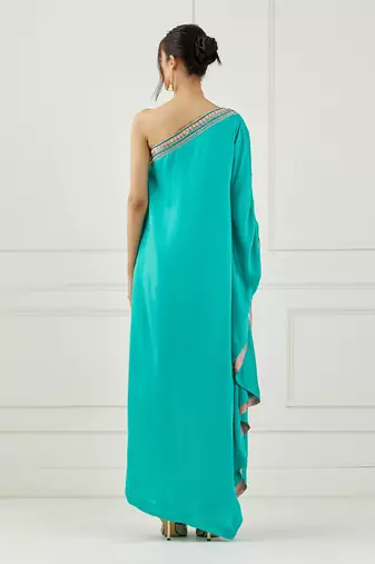 Teal One Shoulder Dress