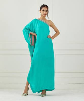 Teal One Shoulder Dress 5