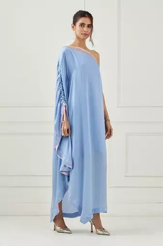 Moon Blue One Shoulder Dress