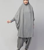 Modest Light Grey Jersey Khimar and Harem Pant Set | Full Coverage Daily Wear