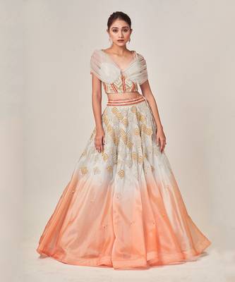 Grey Orange  Elisa Lehenga Set 1
