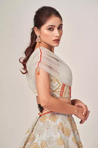 Grey Orange  Elisa Lehenga Set