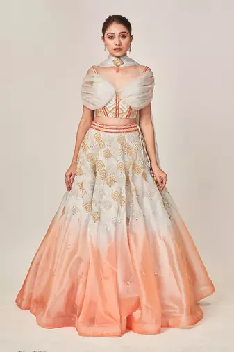 Grey Orange  Elisa Lehenga Set