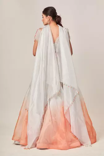 Grey Orange  Elisa Lehenga Set