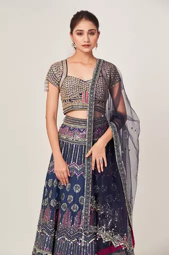 Blue Ariel Lehenga Set