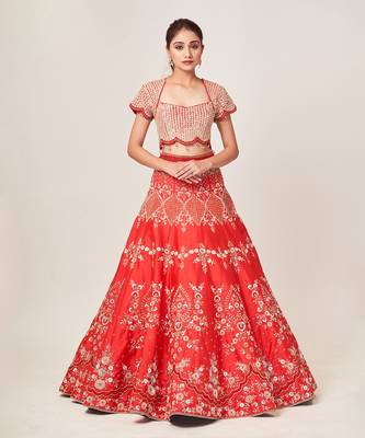 Red Dela Lehenga Set 2