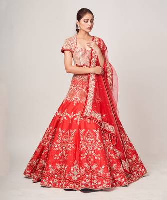 Red Dela Lehenga Set 1
