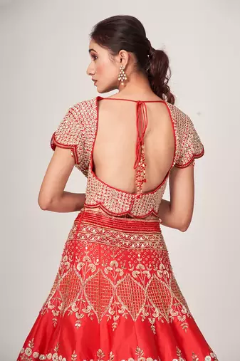 Red Dela Lehenga Set