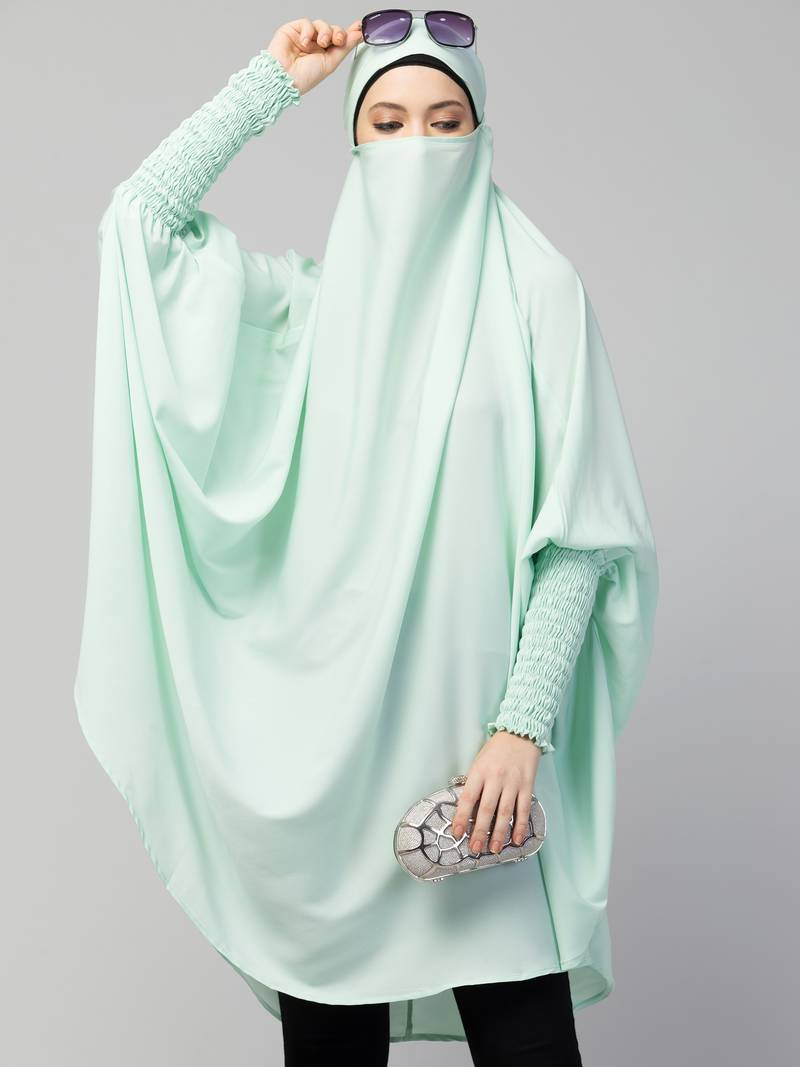 Nazneen Ready to Wear tie at back smoking at wrist with Naqab instant Khimer