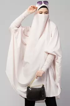 Nazneen Ready to Wear tie at back smoking at wrist with Naqab instant Khimer