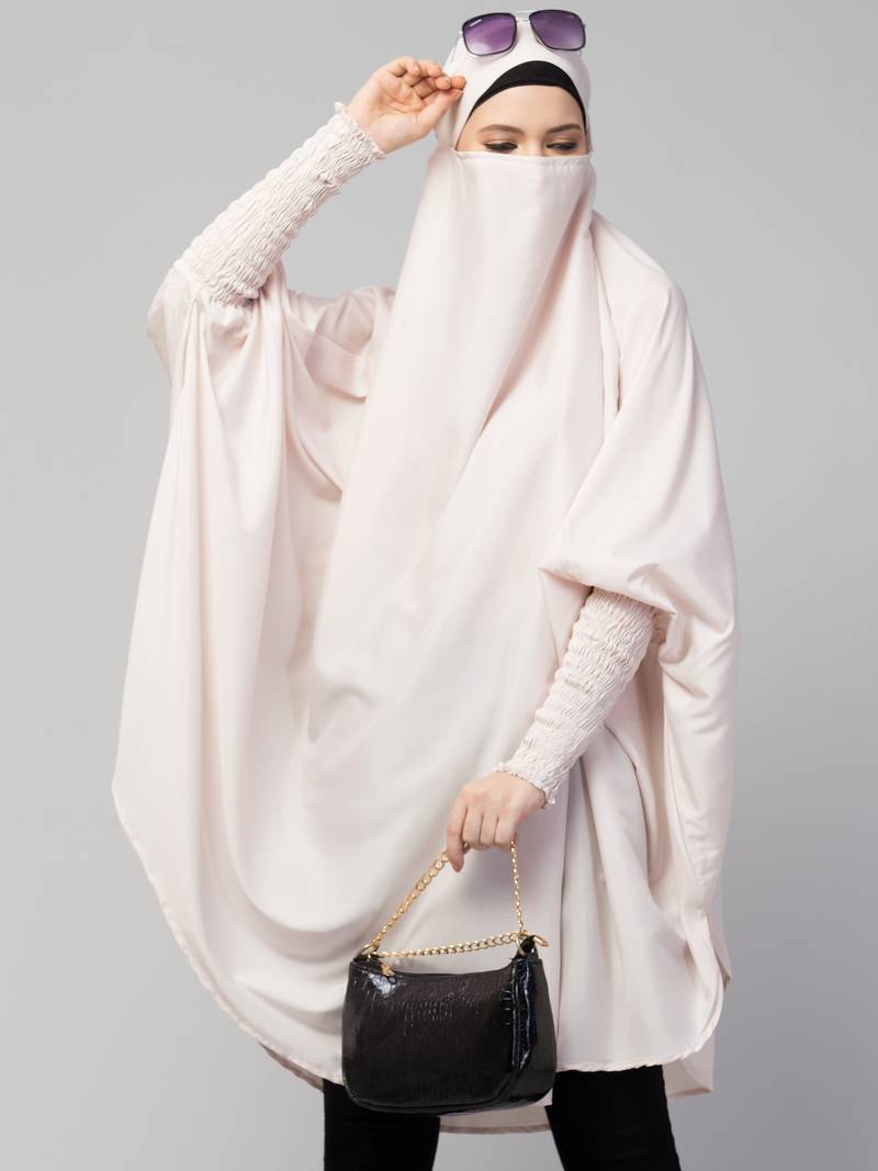 Nazneen Ready to Wear tie at back smoking at wrist with Naqab instant Khimer