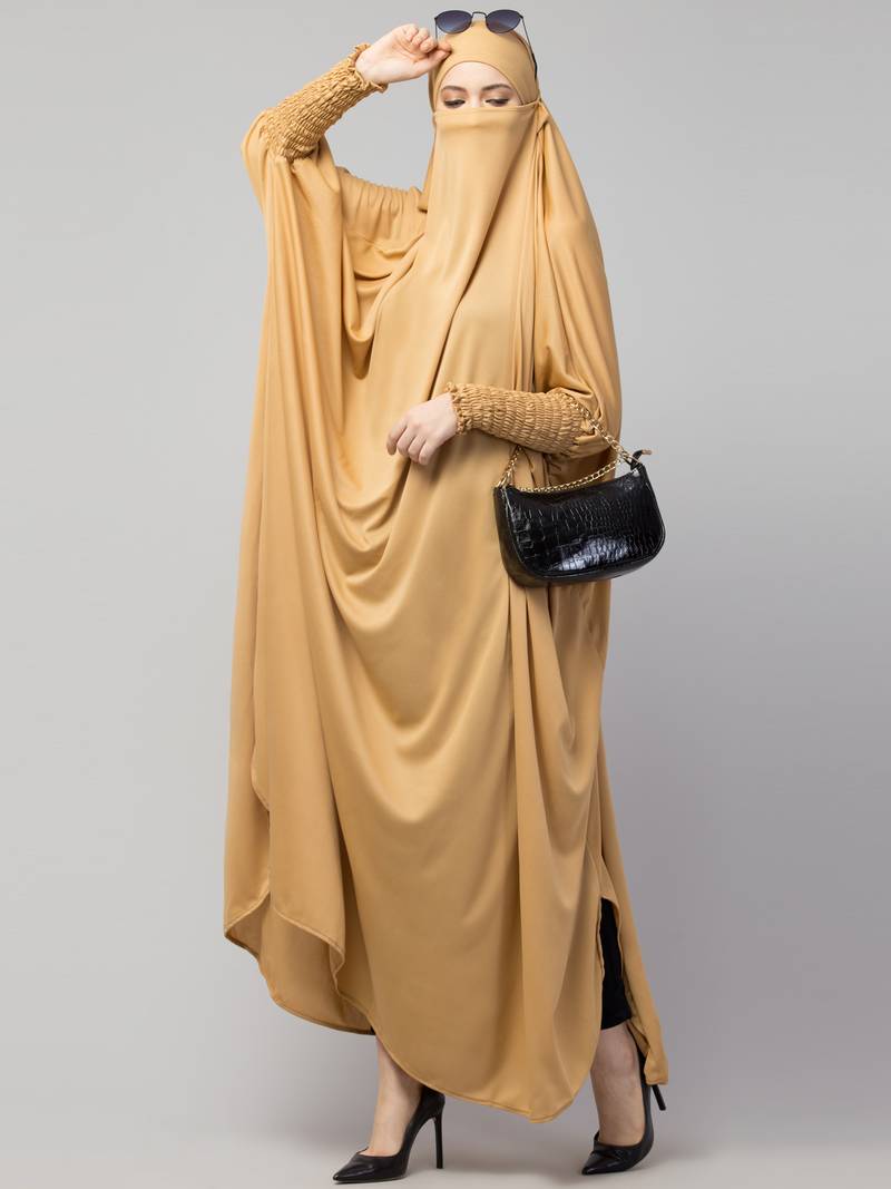 Nazneen Smoking Sleeve Tie at Back Ready To Wear Instant Full Size Jeresy JiIbab