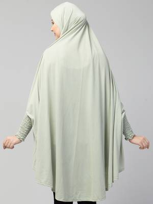  Nazneen Islamic Calligraphy printed stretchable smoking at wrist knee length Jilbab cum prayer khimar  Hijab 5
