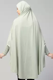  Nazneen Islamic Calligraphy printed stretchable smoking at wrist knee length Jilbab cum prayer khimar  Hijab