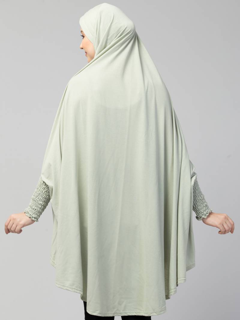  Nazneen Islamic Calligraphy printed stretchable smoking at wrist knee length Jilbab cum prayer khimar  Hijab