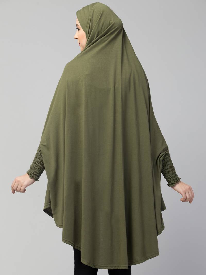  Nazneen Islamic Calligraphy printed stretchable smoking at wrist knee length Jilbab cum prayer khimar  Hijab