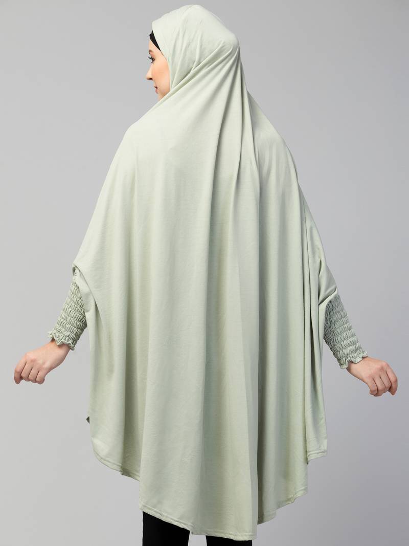  Nazneen Islamic Calligraphy printed stretchable smoking at wrist knee length Jilbab cum prayer khimar  Hijab