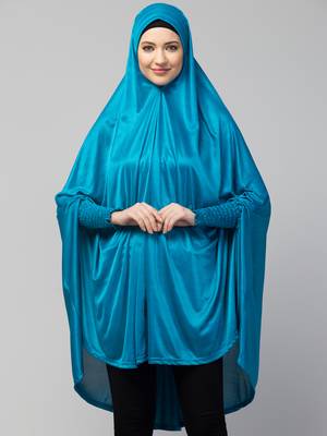 stretchable knee-length jilbab with smoking at wrist 1
