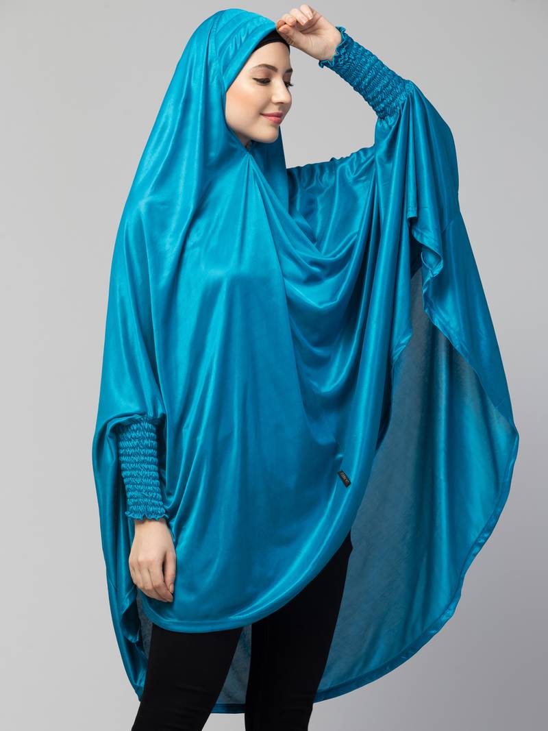stretchable knee-length jilbab with smoking at wrist