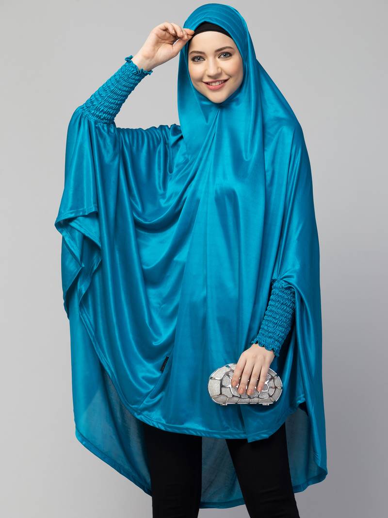 stretchable knee-length jilbab with smoking at wrist