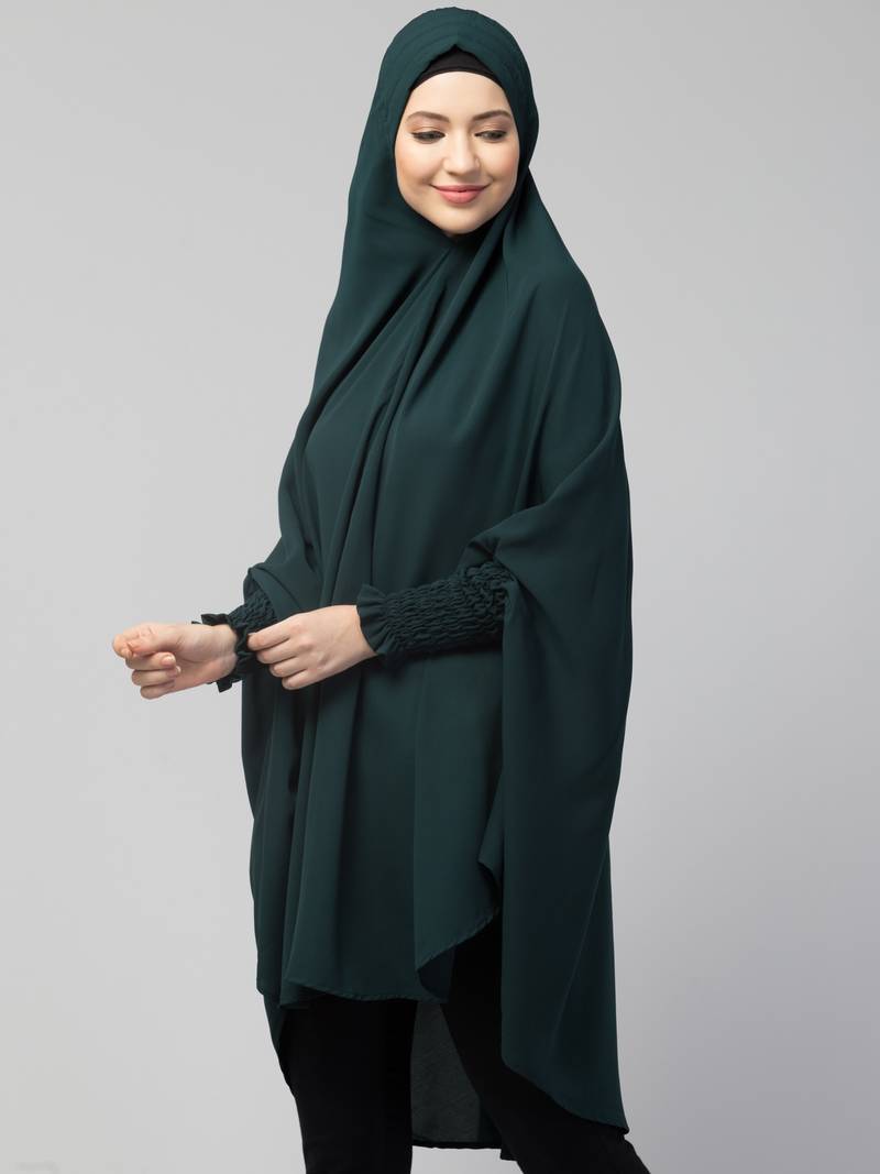 Nazneen stretchable smoking at wrist knee length Jilbab cum prayer khimar  Hijab