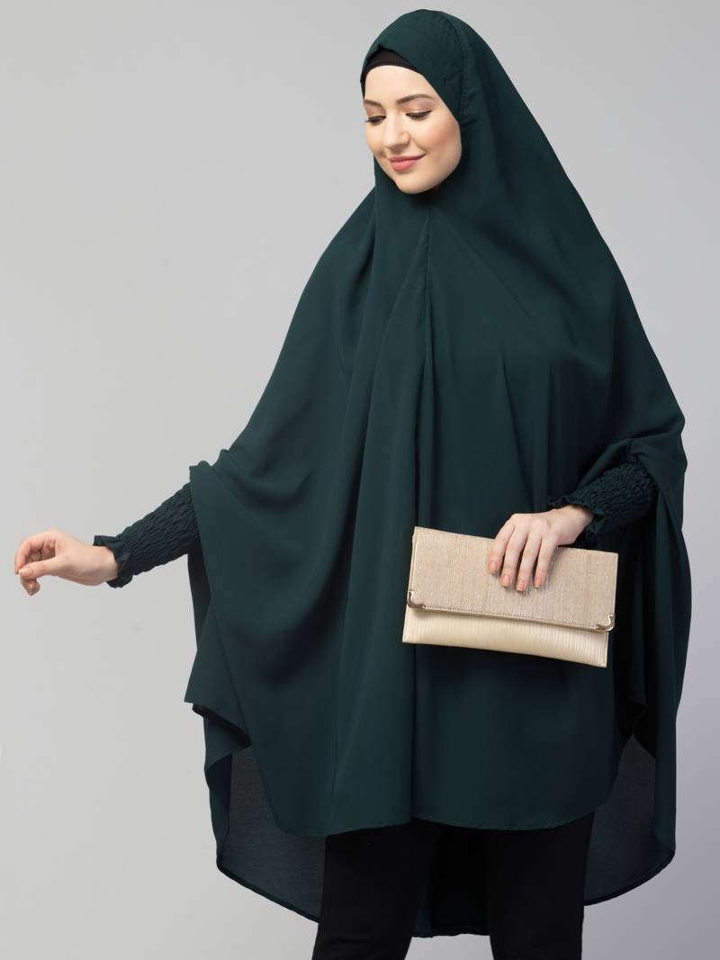 Nazneen stretchable smoking at wrist knee length Jilbab cum prayer khimar  Hijab
