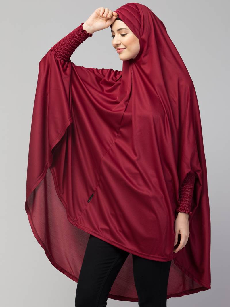 Nazneen stretchable smoking at wrist knee length Jilbab cum prayer khimar  Hijab