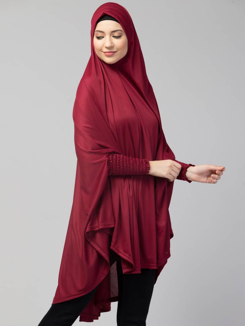 Nazneen stretchable smoking at wrist knee length Jilbab cum prayer khimar  Hijab