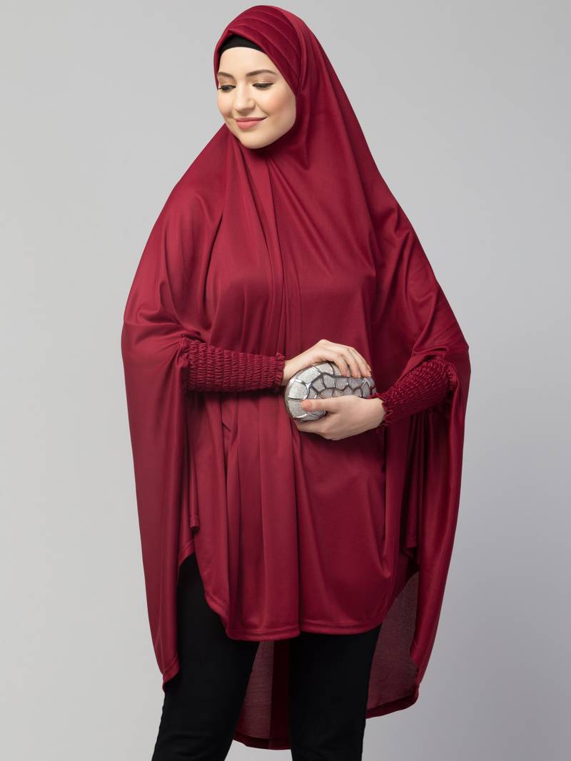 Nazneen stretchable smoking at wrist knee length Jilbab cum prayer khimar  Hijab