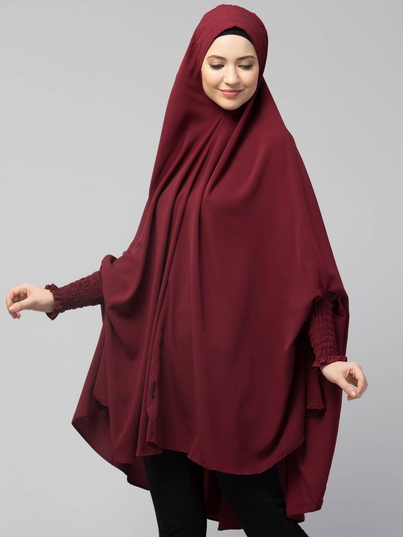 Nazneen stretchable smoking at wrist knee length Jilbab cum prayer khimar  Hijab