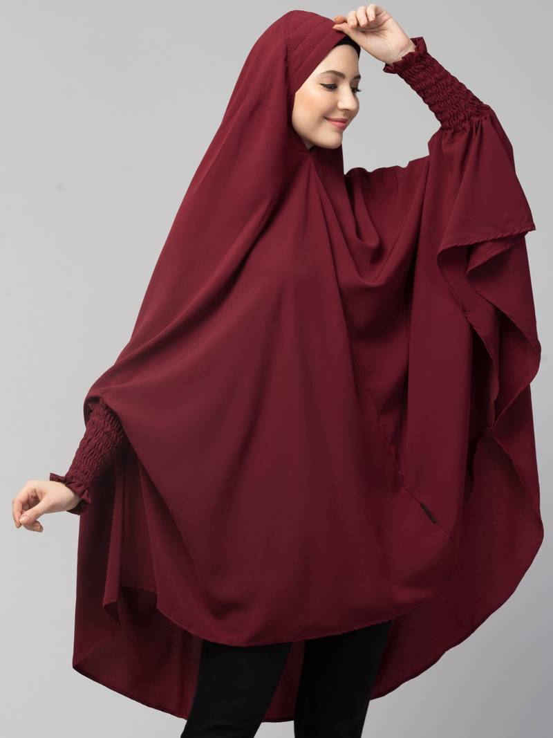 Nazneen stretchable smoking at wrist knee length Jilbab cum prayer khimar  Hijab