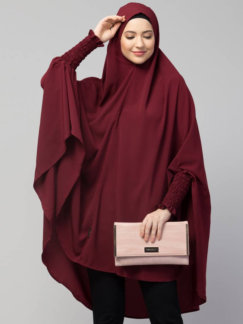 Nazneen stretchable smoking at wrist knee length Jilbab cum prayer khimar  Hijab