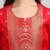 red panal jacquard top with organza dupatta and palazzo
