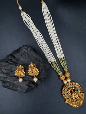 Glamorous Mint Color Gold Plated Long Necklace Set for Women NS_1748_MT_295 1