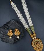 Glamorous Mint Color Gold Plated Long Necklace Set for Women NS_1748_MT_295