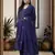 Ada Hand Embroidered Navy Blue Georgette Lucknowi Chikan Women Unstitched Suit Piece - A211194