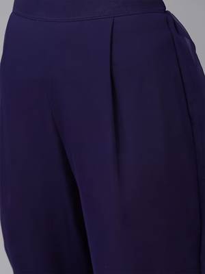 Ada Hand Embroidered Navy Blue Georgette Lucknowi Chikan Women Unstitched Suit Piece - A211194 5