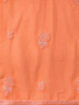 Hand Embroidered Orange Georgette Lucknowi Chikankari Women Unstitched Suit Piece 3