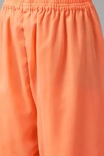 Hand Embroidered Orange Georgette Lucknowi Chikankari Women Unstitched Suit Piece
