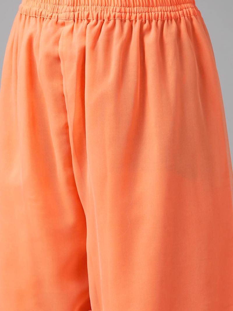 Hand Embroidered Orange Georgette Lucknowi Chikankari Women Unstitched Suit Piece